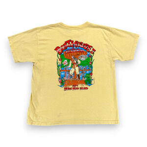 Vintage Boathouse II Shirt Womens LARGE Yellow Pirate Hilton Head Crop Top Y2K
